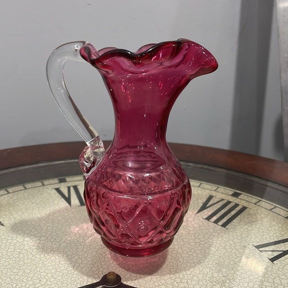 Vintage cranberry handblown pitcher - Picture 3 of 4